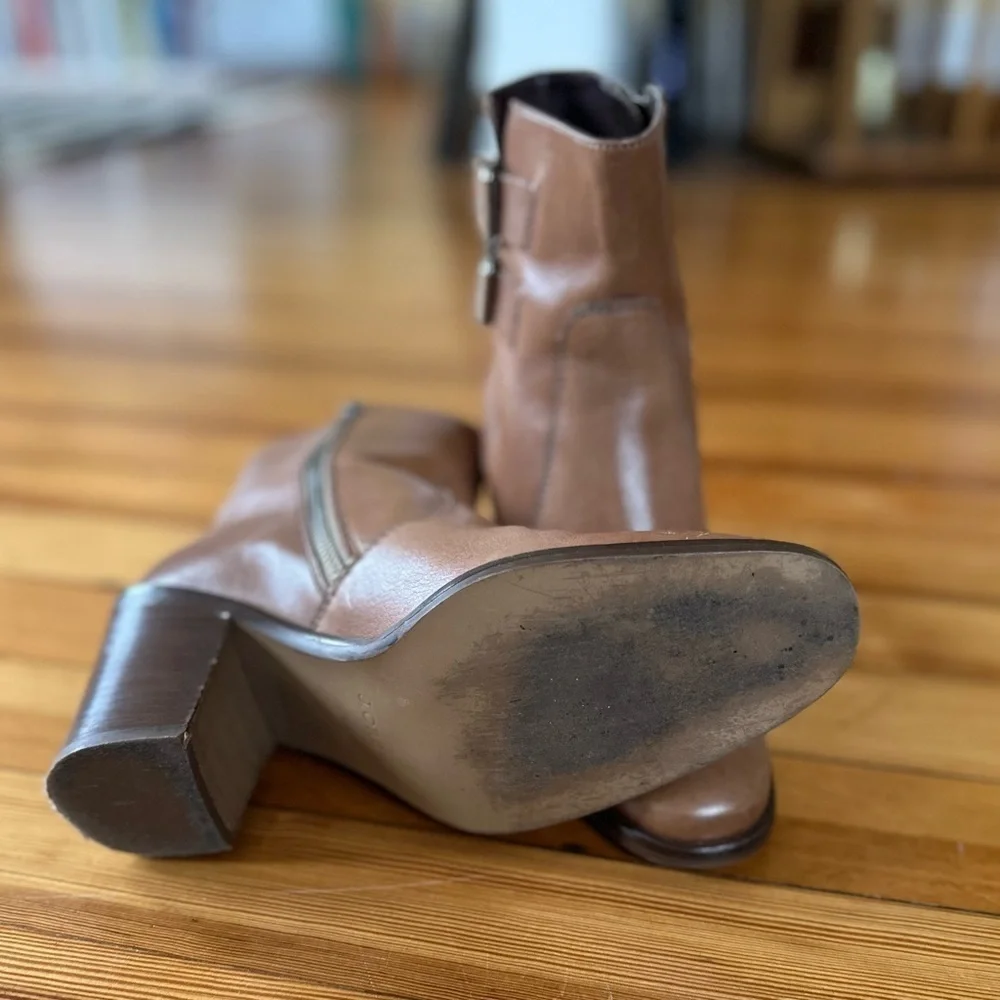 J. Crew Dean Leather Ankle Boots in Kraft Brown